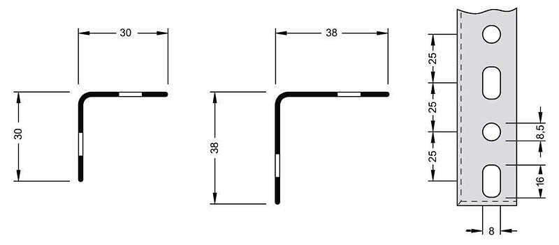 (obrázek pro) Jednostranný sloupek regálu AKTA 3x3x115 cm - pozinkovaný